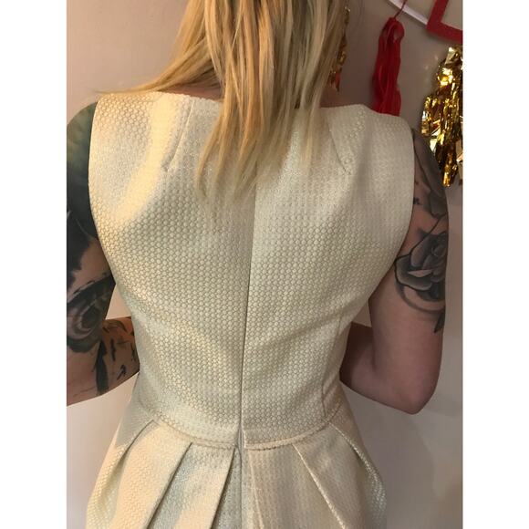 Shoshanna Liana Metallic Gold White Fit&Flare Dress size 6 - Picture 5 of 13